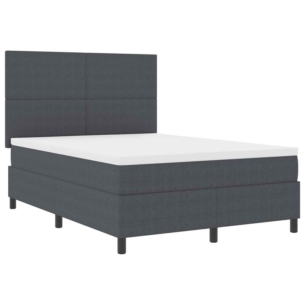 Boxspringbed Donkergrijs en Wit 140 x 200 cm Katoen Stof
