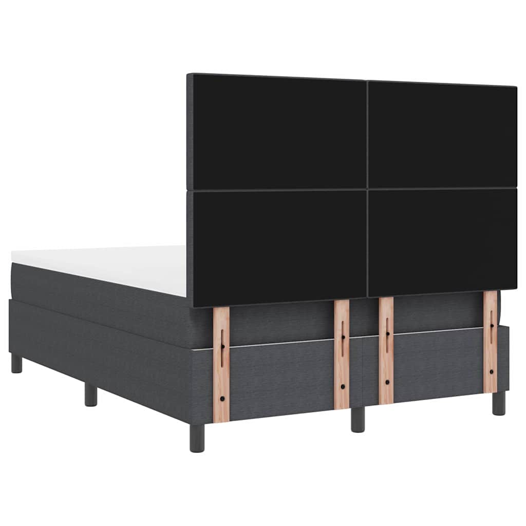 Boxspringbed Donkergrijs en Wit 140 x 200 cm Katoen Stof
