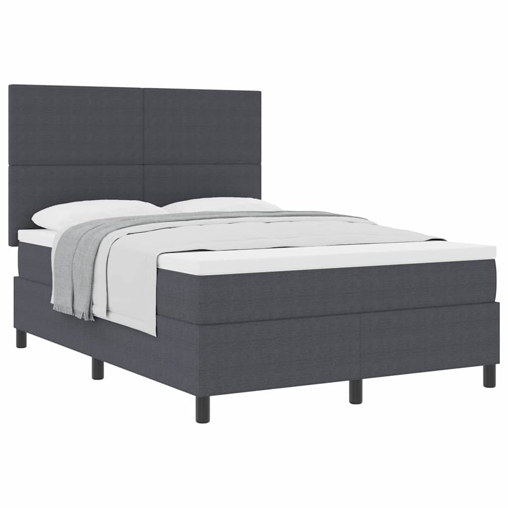Boxspringbed Donkergrijs en Wit 140 x 200 cm Katoen Stof