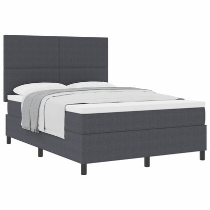 Boxspringbed Donkergrijs en Wit 140 x 200 cm Katoen Stof