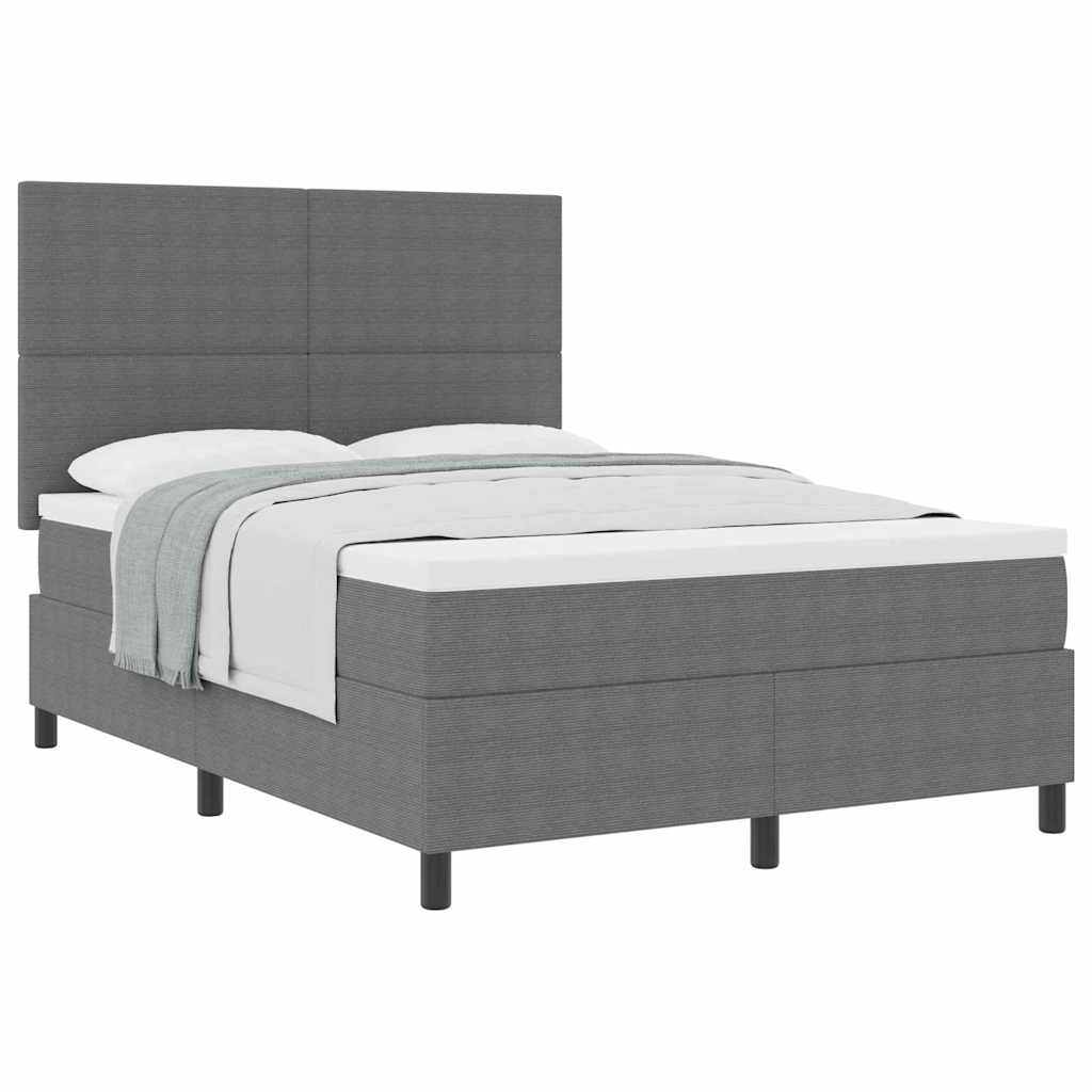 Boxspringbed Lichtgrijs en wit. 160 x 200 cm Katoen Stof