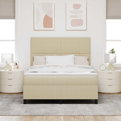 Boxspringbed Lichtgrijs en wit. 160 x 200 cm Katoen Stof