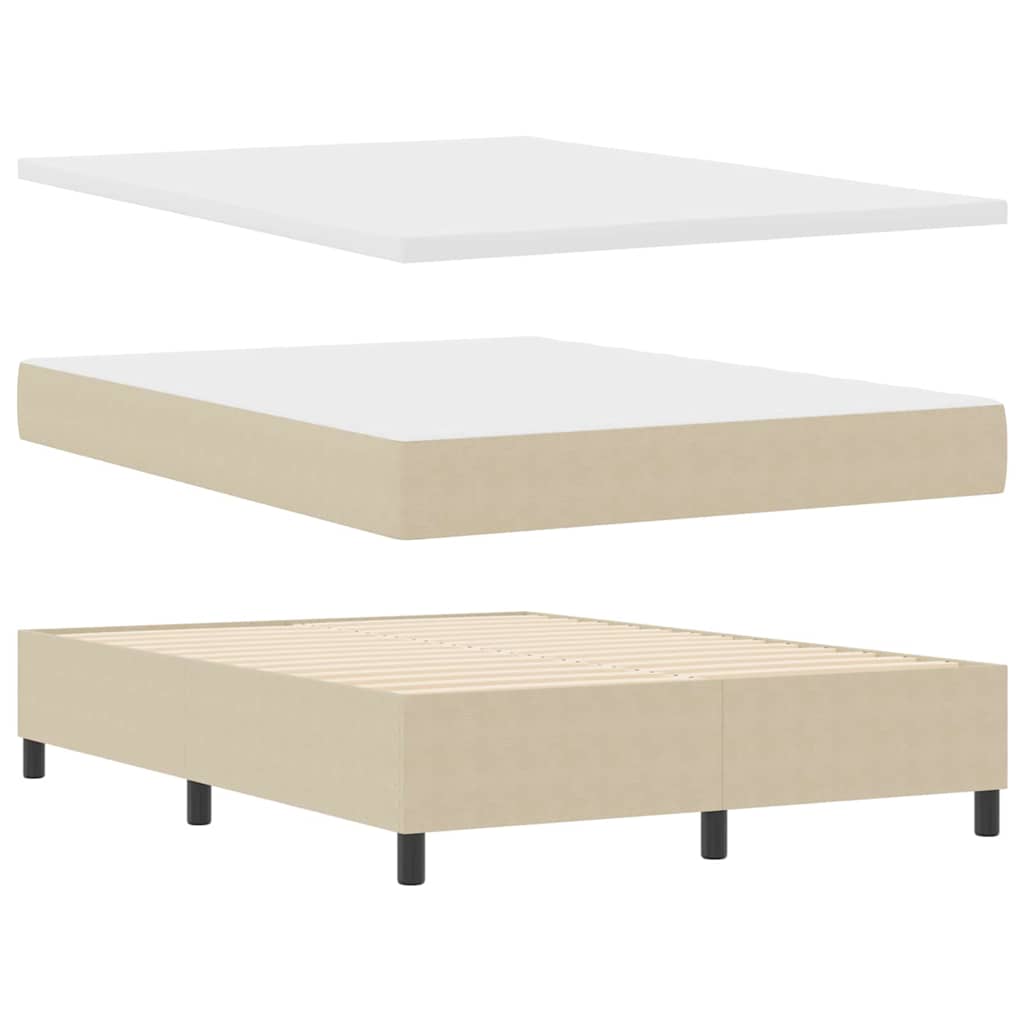 Boxspringbed Lichtgrijs en wit. 160 x 200 cm Katoen Stof
