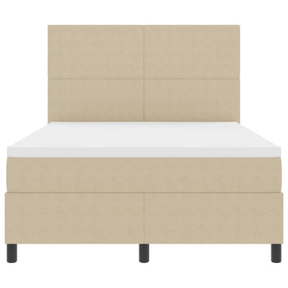 Boxspringbed Lichtgrijs en wit. 160 x 200 cm Katoen Stof