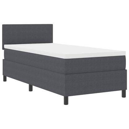 LED Box Spring Bed Donkergrijs en Wit 90 x 190 cm Katoen Stof