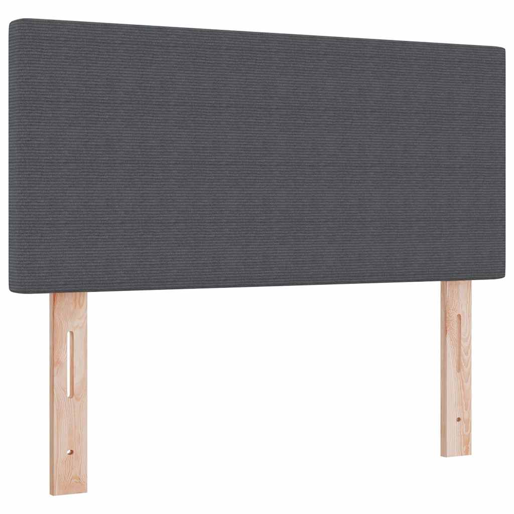 LED Box Spring Bed Donkergrijs en Wit 90 x 190 cm Katoen Stof