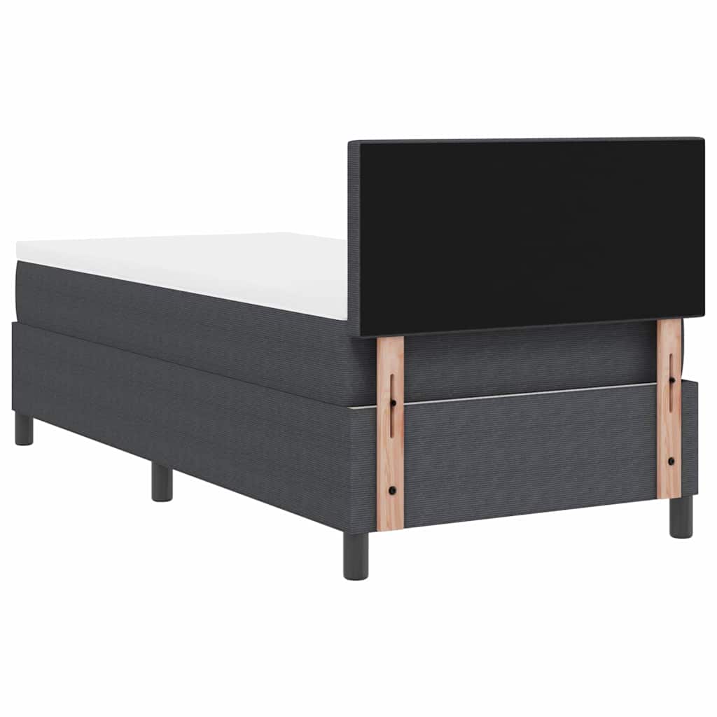 LED Box Spring Bed Donkergrijs en Wit 90 x 190 cm Katoen Stof