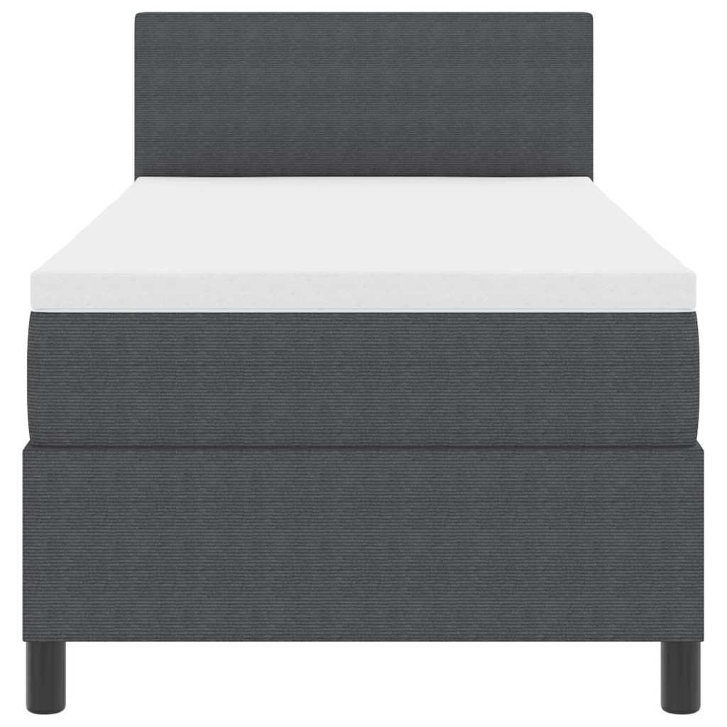 LED Box Spring Bed Donkergrijs en Wit 90 x 190 cm Katoen Stof