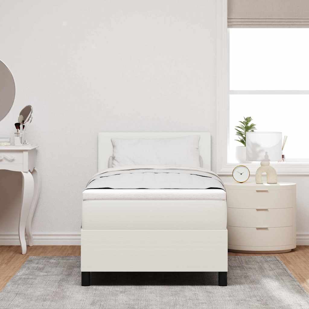 Boxspring bed Crème en Wit 203 x 100 x 88 cm Katoenen stof