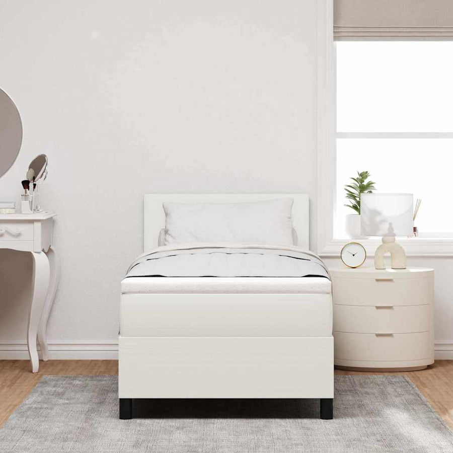 Boxspring bed Crème en Wit 203 x 100 x 88 cm Katoenen stof