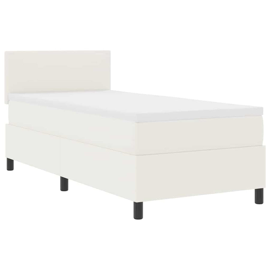 Boxspring bed Crème en Wit 203 x 100 x 88 cm Katoenen stof