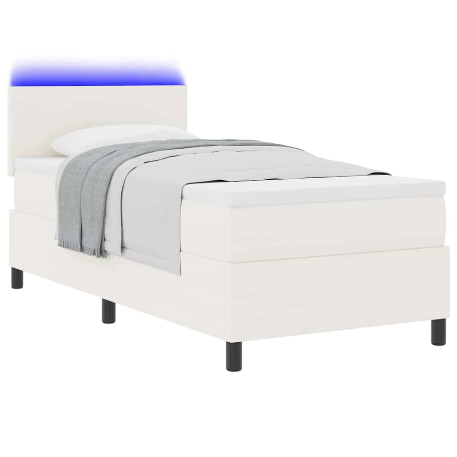 Boxspring bed Crème en Wit 203 x 100 x 88 cm Katoenen stof