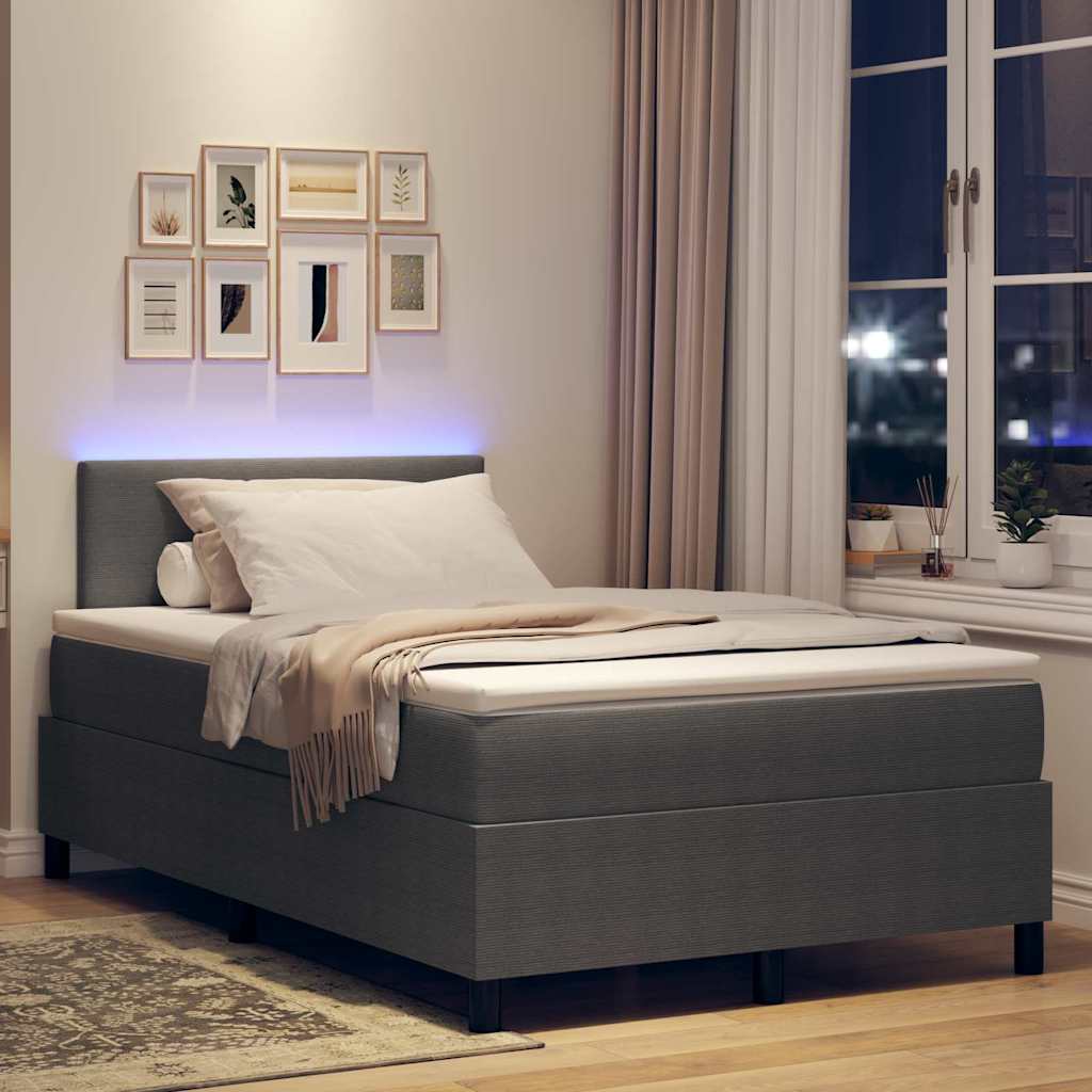 LED Box Spring Bed Lichtgrijs en wit. 120 x 190 cm Katoen Stof