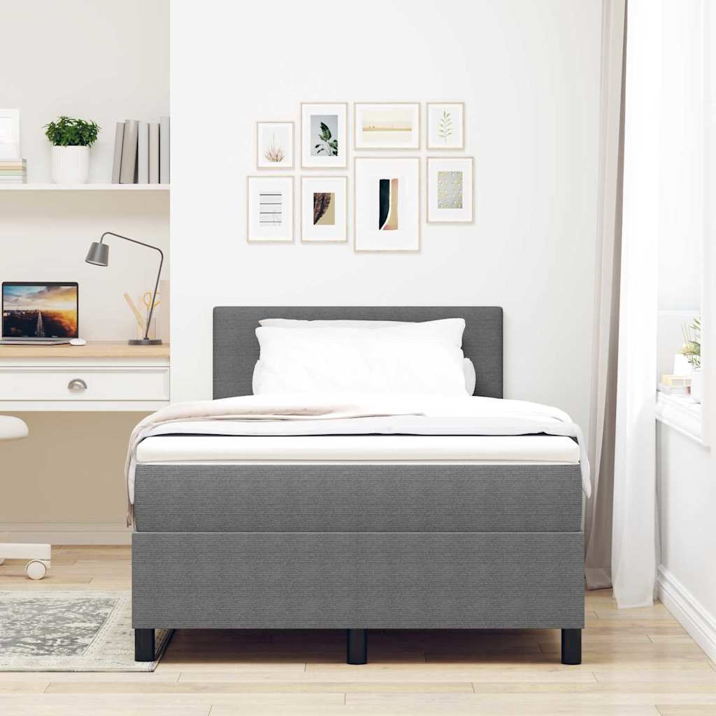 LED Box Spring Bed Lichtgrijs en wit. 120 x 190 cm Katoen Stof