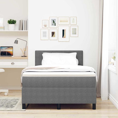 LED Box Spring Bed Lichtgrijs en wit. 120 x 190 cm Katoen Stof