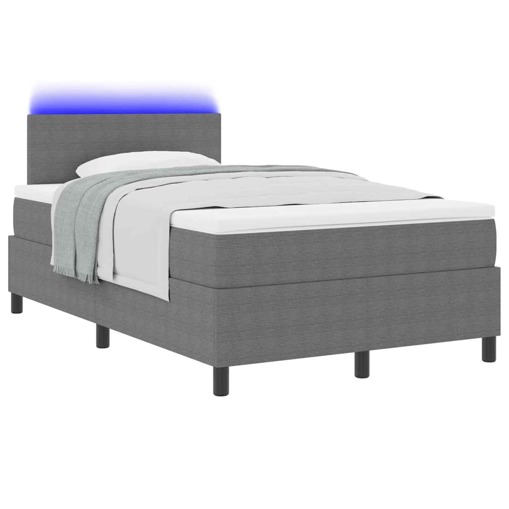 LED Box Spring Bed Lichtgrijs en wit. 120 x 190 cm Katoen Stof
