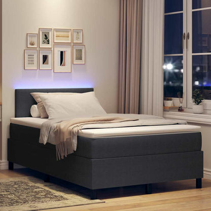 LED Box Spring Bed Donkergrijs en Wit 120 x 190 cm Katoen Stof
