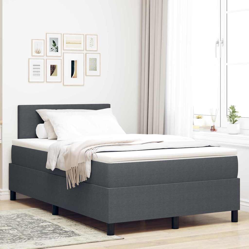 LED Box Spring Bed Donkergrijs en Wit 120 x 190 cm Katoen Stof