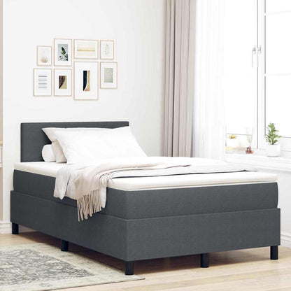 LED Box Spring Bed Donkergrijs en Wit 120 x 190 cm Katoen Stof