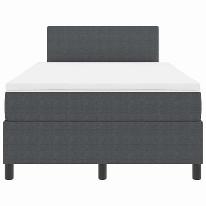 LED Box Spring Bed Donkergrijs en Wit 120 x 190 cm Katoen Stof