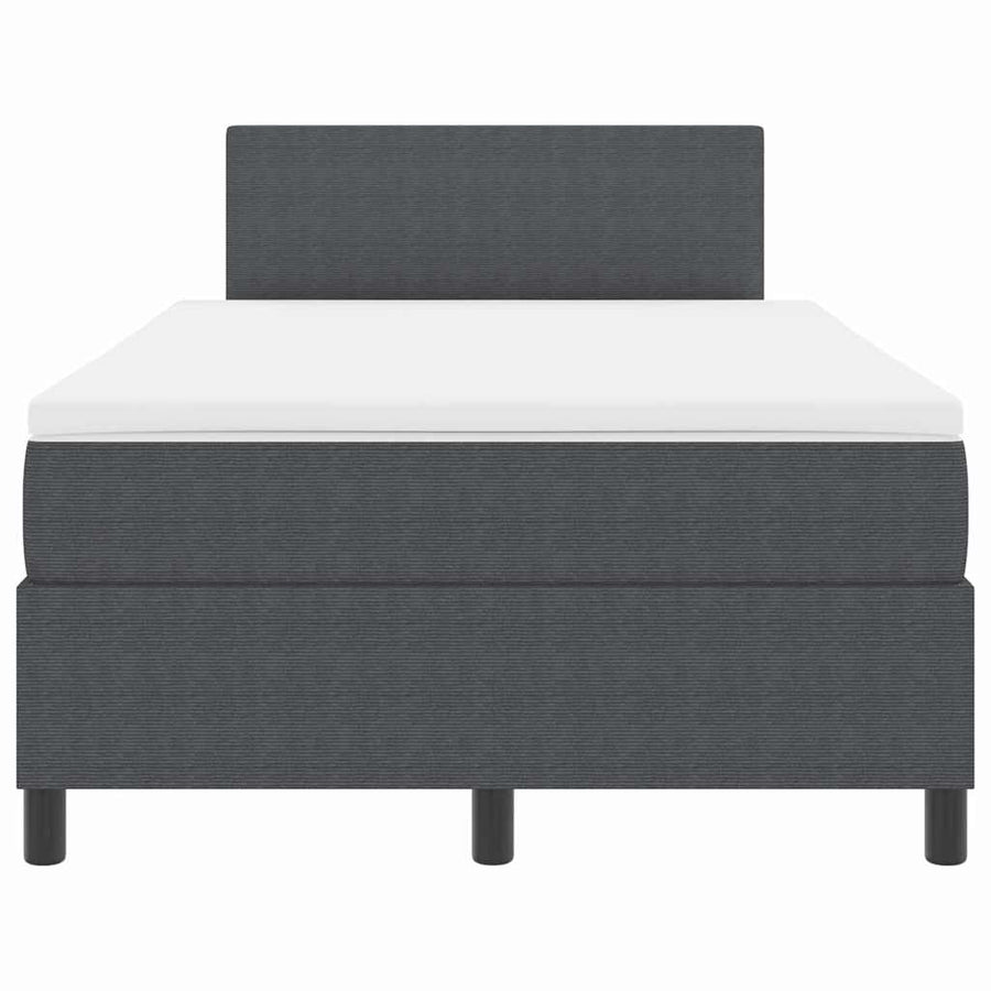 LED Box Spring Bed Donkergrijs en Wit 120 x 190 cm Katoen Stof