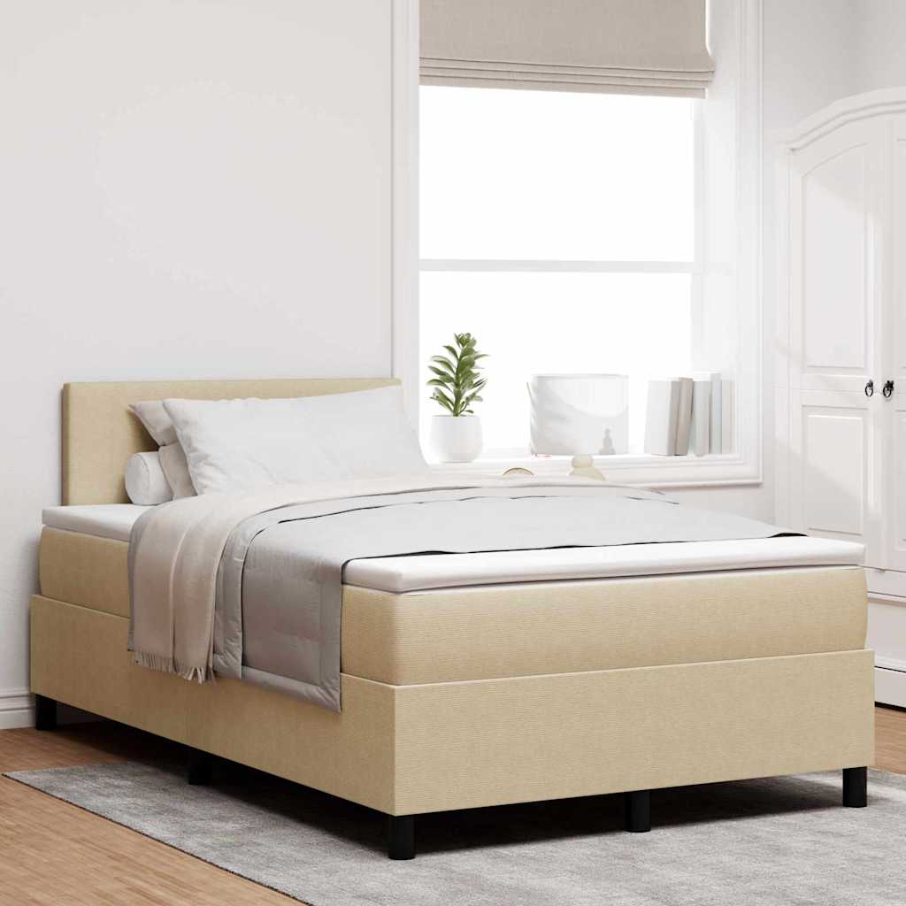 LED Box Spring Bed Lichtgrijs en wit. 120 x 190 cm Katoen Stof