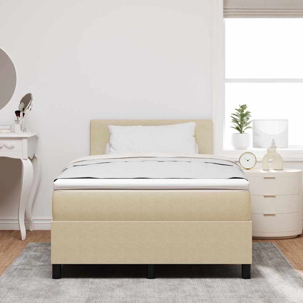 LED Box Spring Bed Lichtgrijs en wit. 120 x 190 cm Katoen Stof