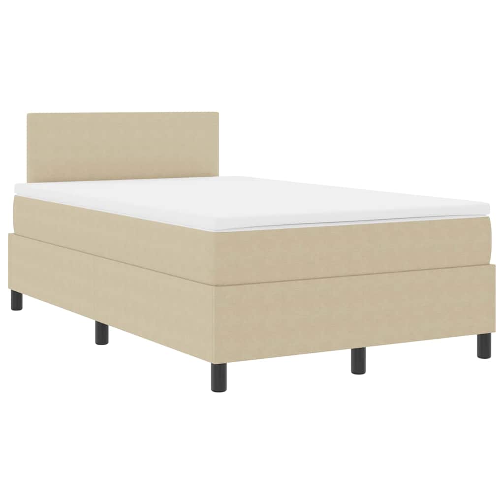 LED Box Spring Bed Lichtgrijs en wit. 120 x 190 cm Katoen Stof