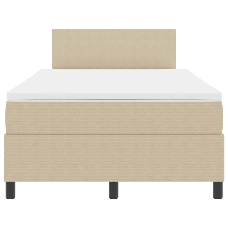 LED Box Spring Bed Lichtgrijs en wit. 120 x 190 cm Katoen Stof