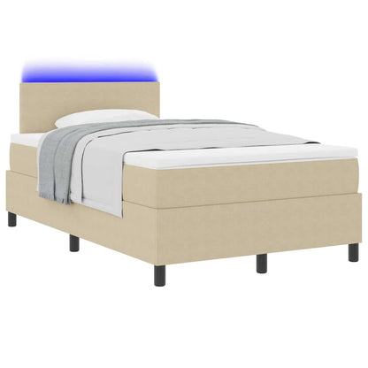 LED Box Spring Bed Lichtgrijs en wit. 120 x 190 cm Katoen Stof