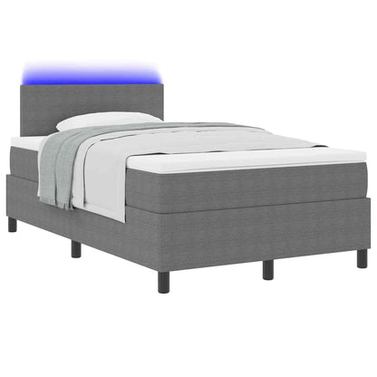 LED Box Spring Bed Lichtgrijs en wit. 120 x 200 cm Katoen Stof