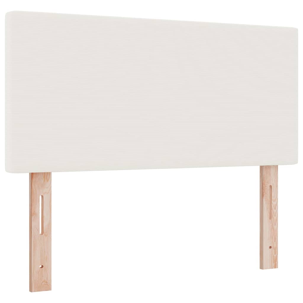 Boxspring Bed En Wit 203 X 120 X 88 Cm Katoenen Stof 120 x 200 cm Crème Laag hoofdbord