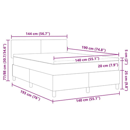 Boxspring Bed En Wit 193 X 144 X 88 Cm Katoenen Stof 140 x 190 cm Crème Laag hoofdbord