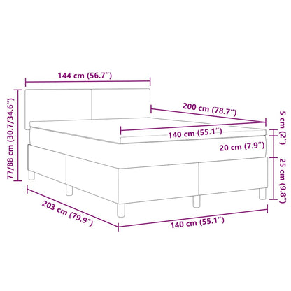 Boxspring Bed En Wit 203 X 144 X 88 Cm Katoenen Stof 140 x 200 cm Crème Laag hoofdbord