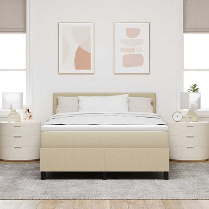 LED Box Spring Bed Lichtgrijs en wit. 140 x 200 cm Katoen Stof