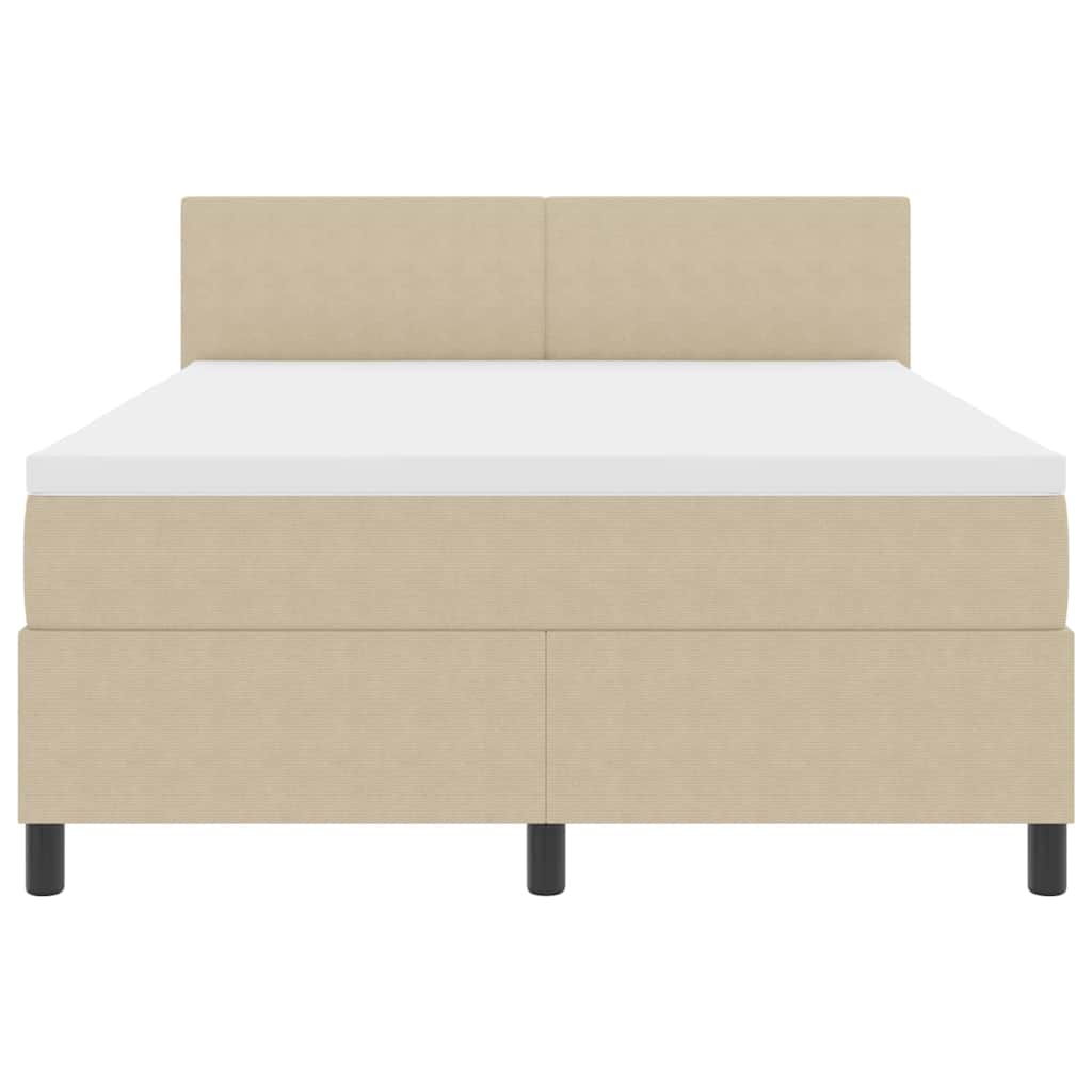 LED Box Spring Bed Lichtgrijs en wit. 140 x 200 cm Katoen Stof