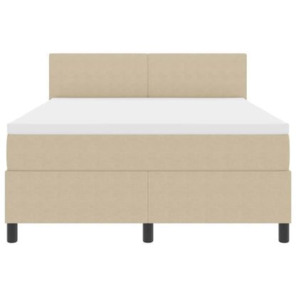 LED Box Spring Bed Lichtgrijs en wit. 140 x 200 cm Katoen Stof