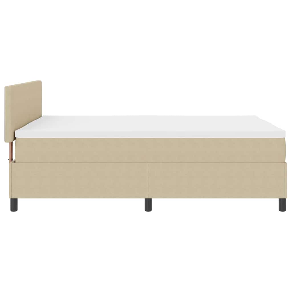 LED Box Spring Bed Lichtgrijs en wit. 140 x 200 cm Katoen Stof