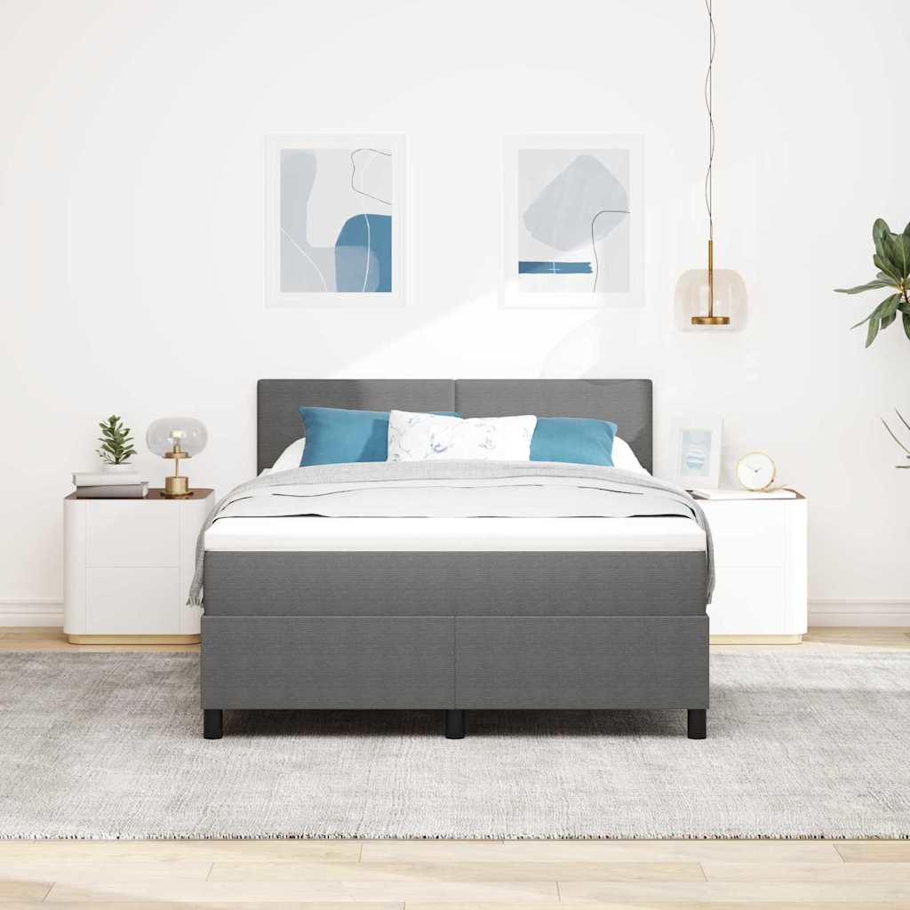 LED Box Spring Bed Lichtgrijs en wit. 160 x 200 cm Katoen Stof