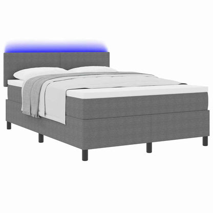 LED Box Spring Bed Lichtgrijs en wit. 160 x 200 cm Katoen Stof