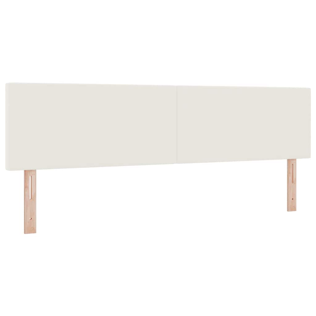 Boxspring Bed En Wit 203 X 180 X 88 Cm Katoenen Stof 180 x 200 cm Crème Laag hoofdbord