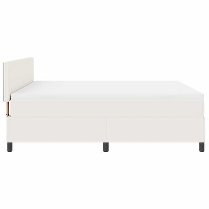 Boxspring Bed En Wit 203 X 180 X 88 Cm Katoenen Stof 180 x 200 cm Crème Laag hoofdbord
