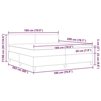 Boxspring Bed En Wit 203 X 180 X 88 Cm Katoenen Stof 180 x 200 cm Crème Laag hoofdbord