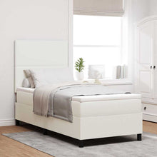 LED Box Spring Bed Crème en Wit 80 x 200 cm Katoen Stof
