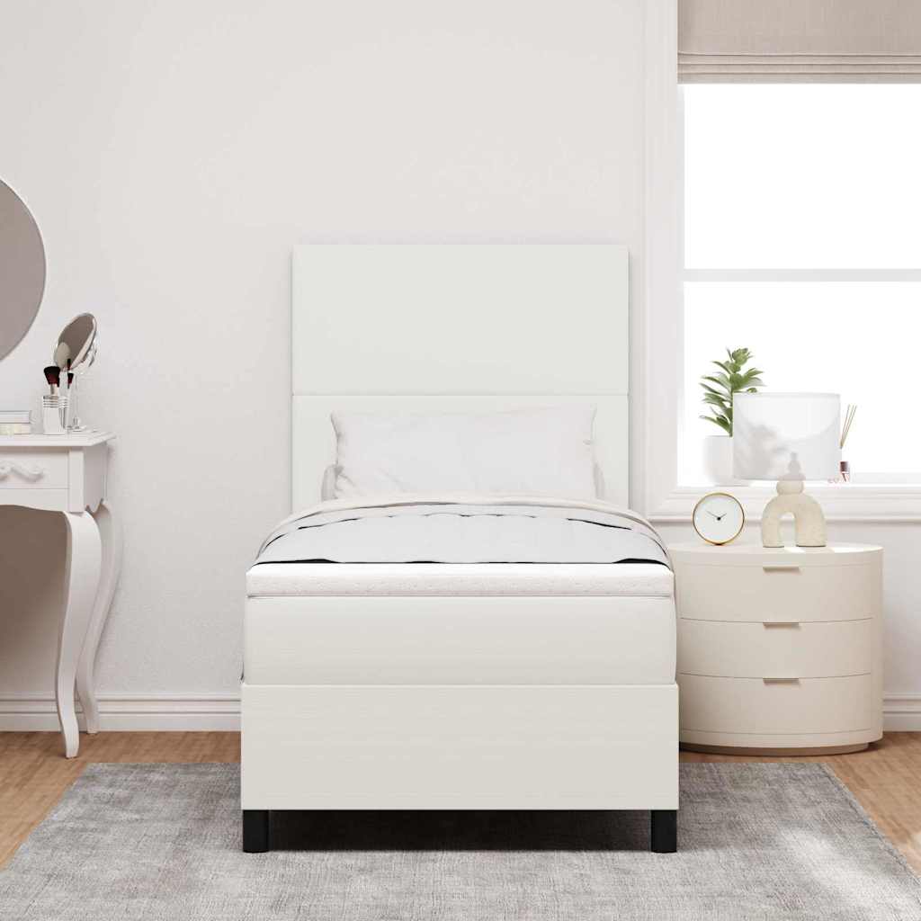 LED Box Spring Bed Crème en Wit 80 x 200 cm Katoen Stof