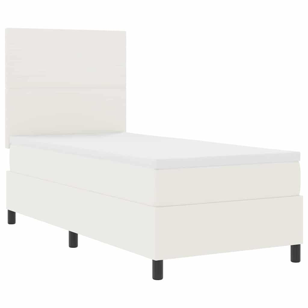 LED Box Spring Bed Crème en Wit 80 x 200 cm Katoen Stof