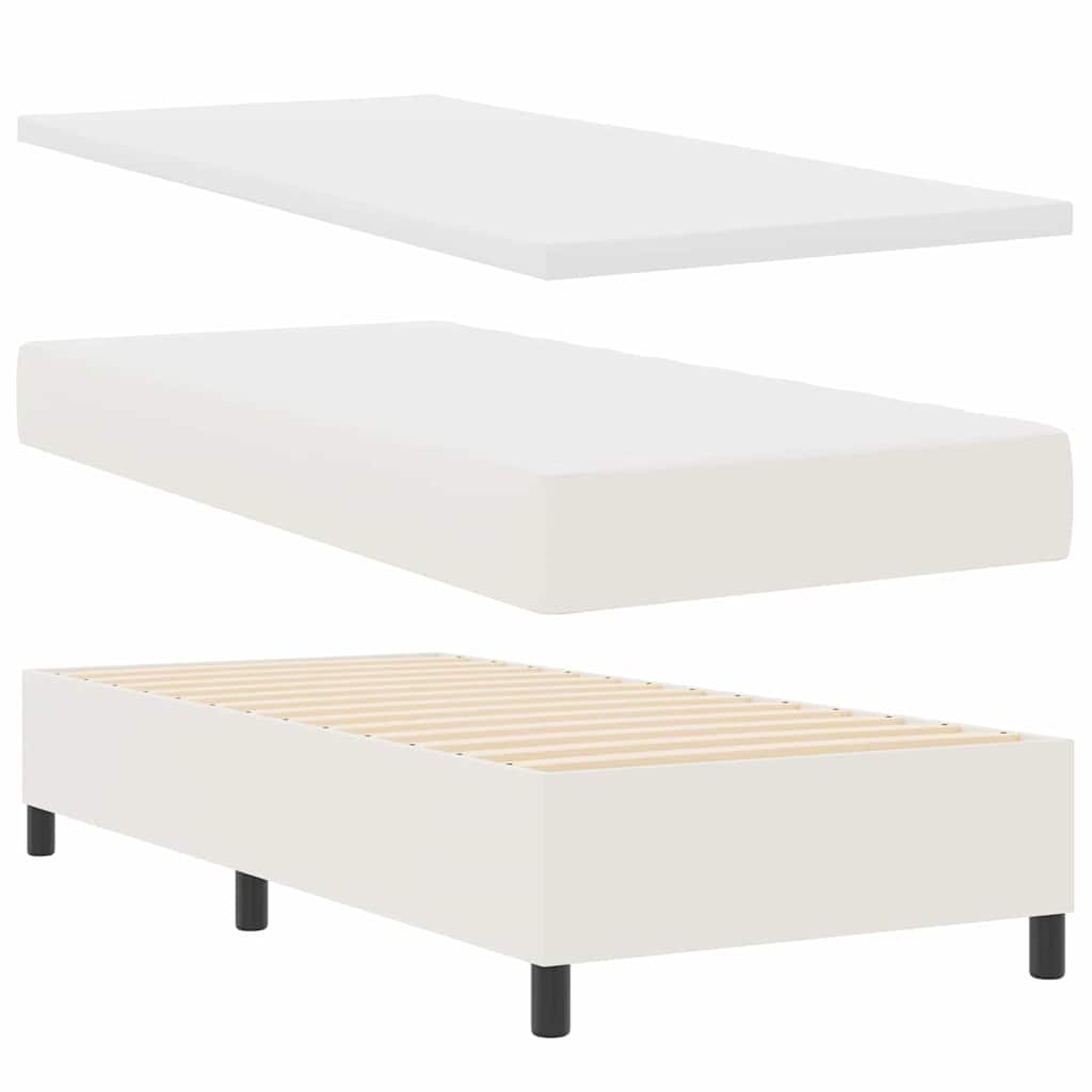 LED Box Spring Bed Crème en Wit 80 x 200 cm Katoen Stof
