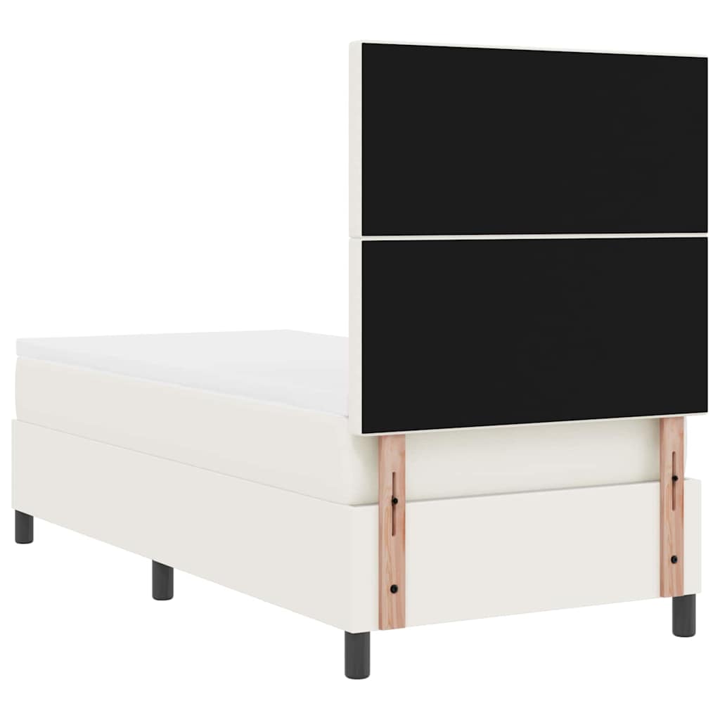LED Box Spring Bed Crème en Wit 80 x 200 cm Katoen Stof