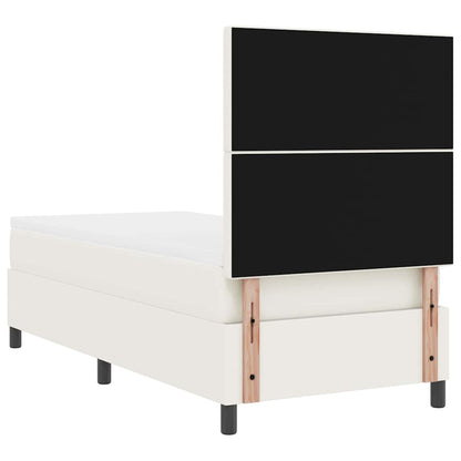 LED Box Spring Bed Crème en Wit 80 x 200 cm Katoen Stof