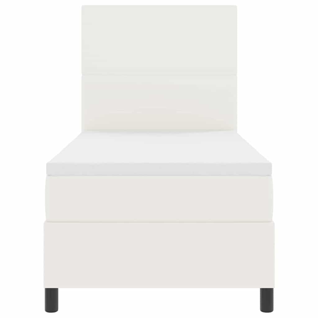LED Box Spring Bed Crème en Wit 80 x 200 cm Katoen Stof